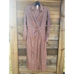 H&M Draped Shirt Dress Dusty Rose Color Size Women's Small